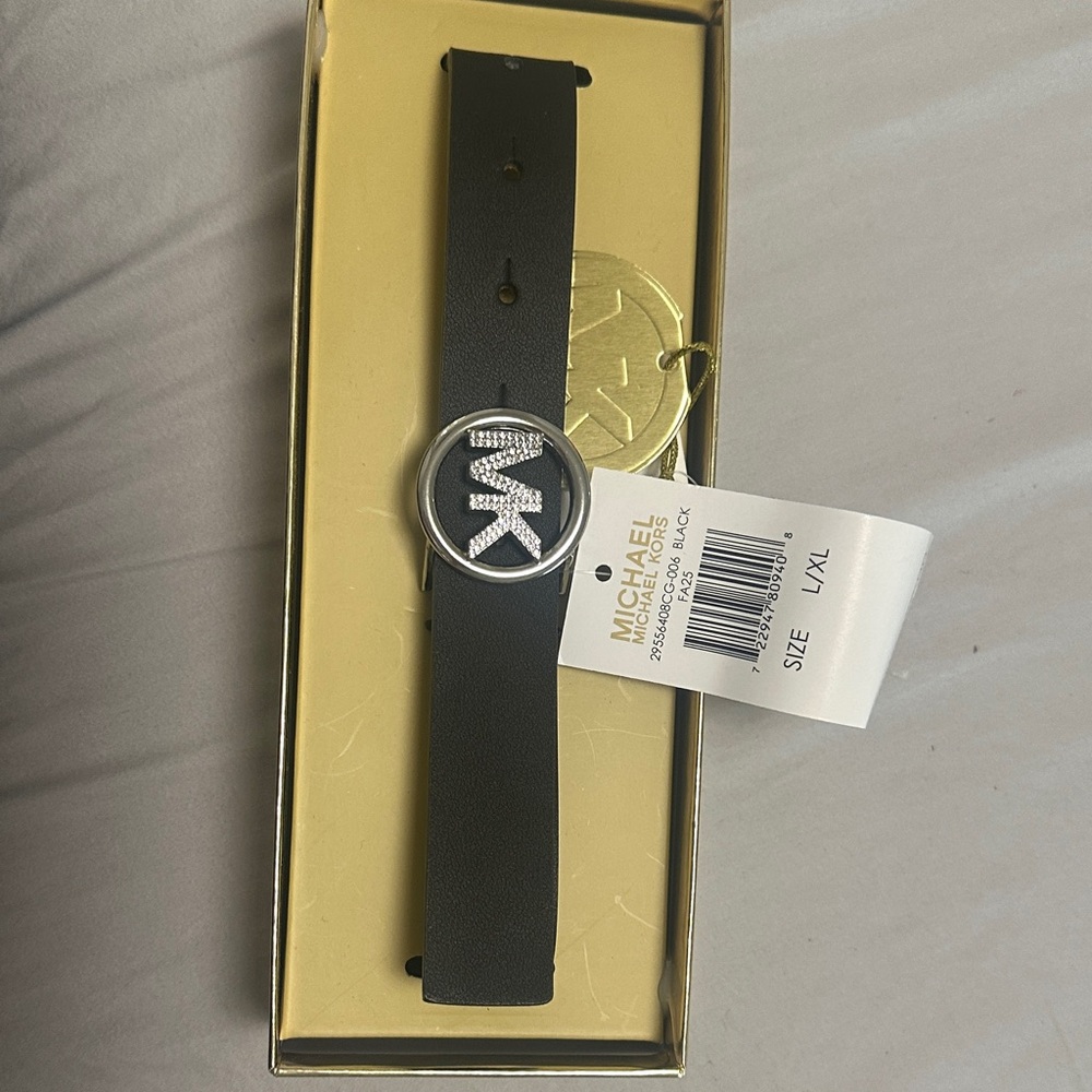 Michael Kors Black Belt with Silver Buckle